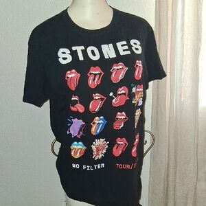 Black and Red Rolling Stones Short Sleeve Tee